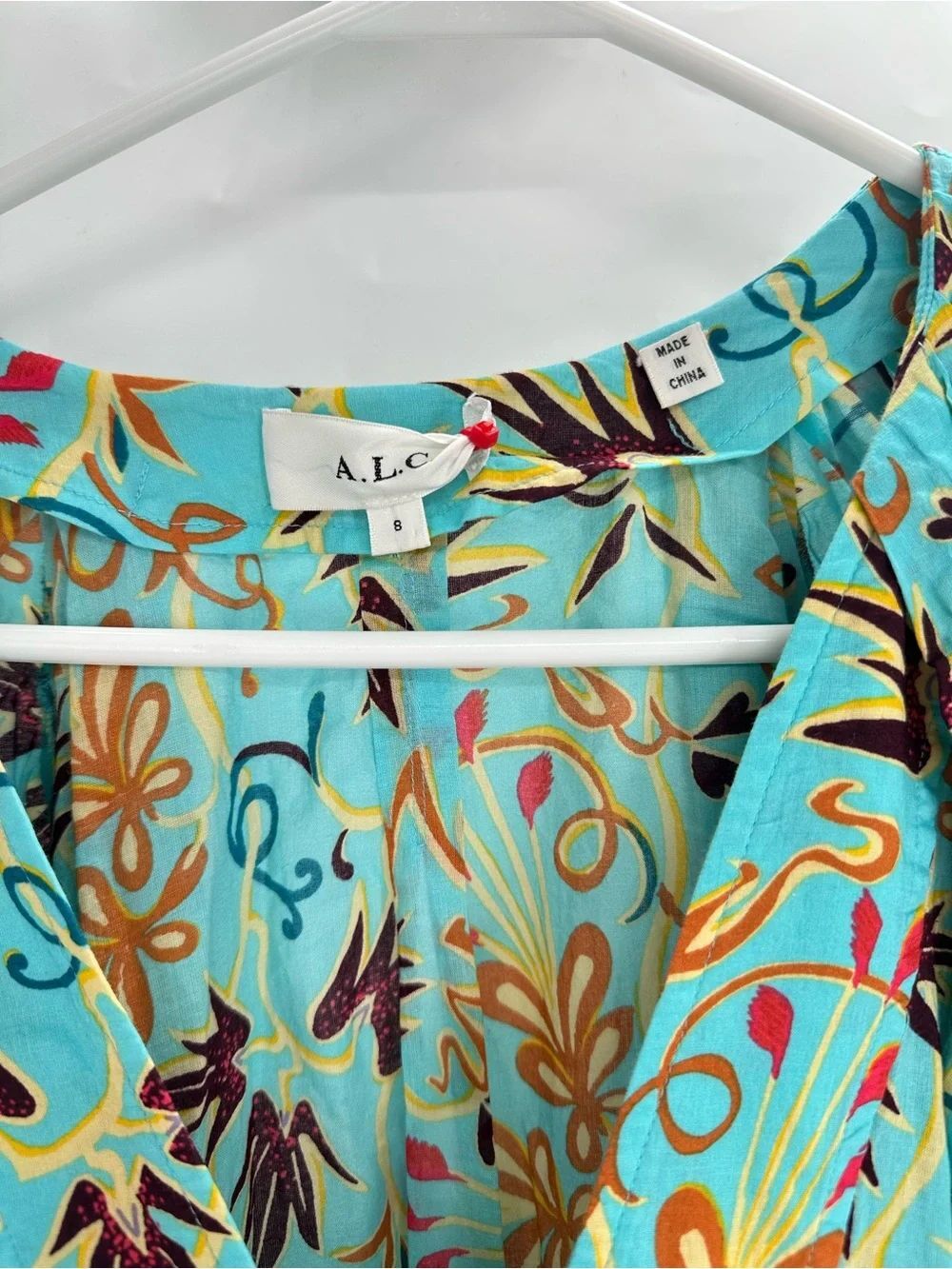 A.L.C. Sally Dress Grotto Multi Teal Paisley 8 - Picture 7 of 11